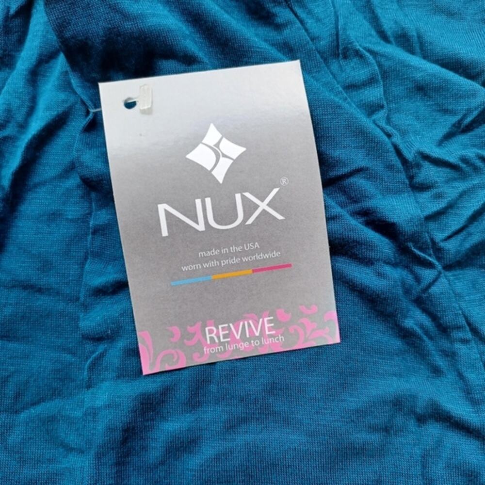 Nux Take It Easy Tank Top Women L Blue Draped Open Back Yoga Athletic Activewear - Picture 4 of 8